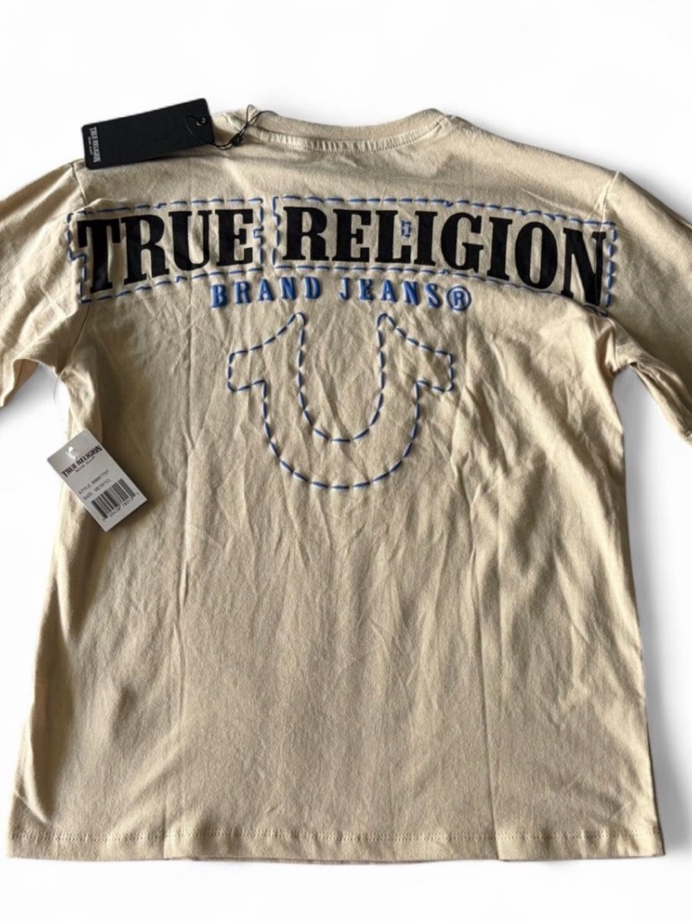 NWT 🧲 $50 True Religion beige tee with graphic back Size 10-12